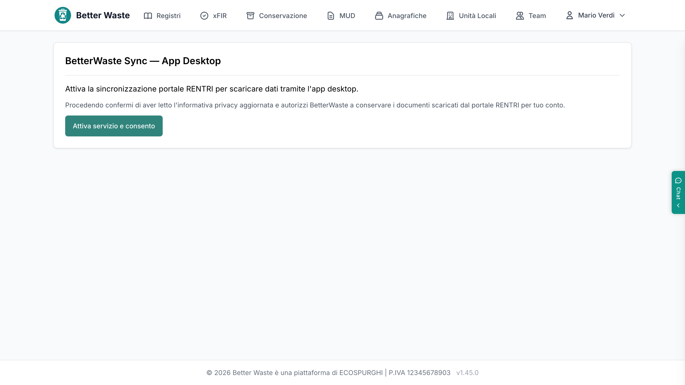 Impostazioni BetterWaste Sync